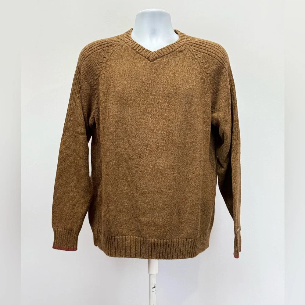 COLUMBIA Men’s brown heather V neck sweater size L - Picture 6 of 12